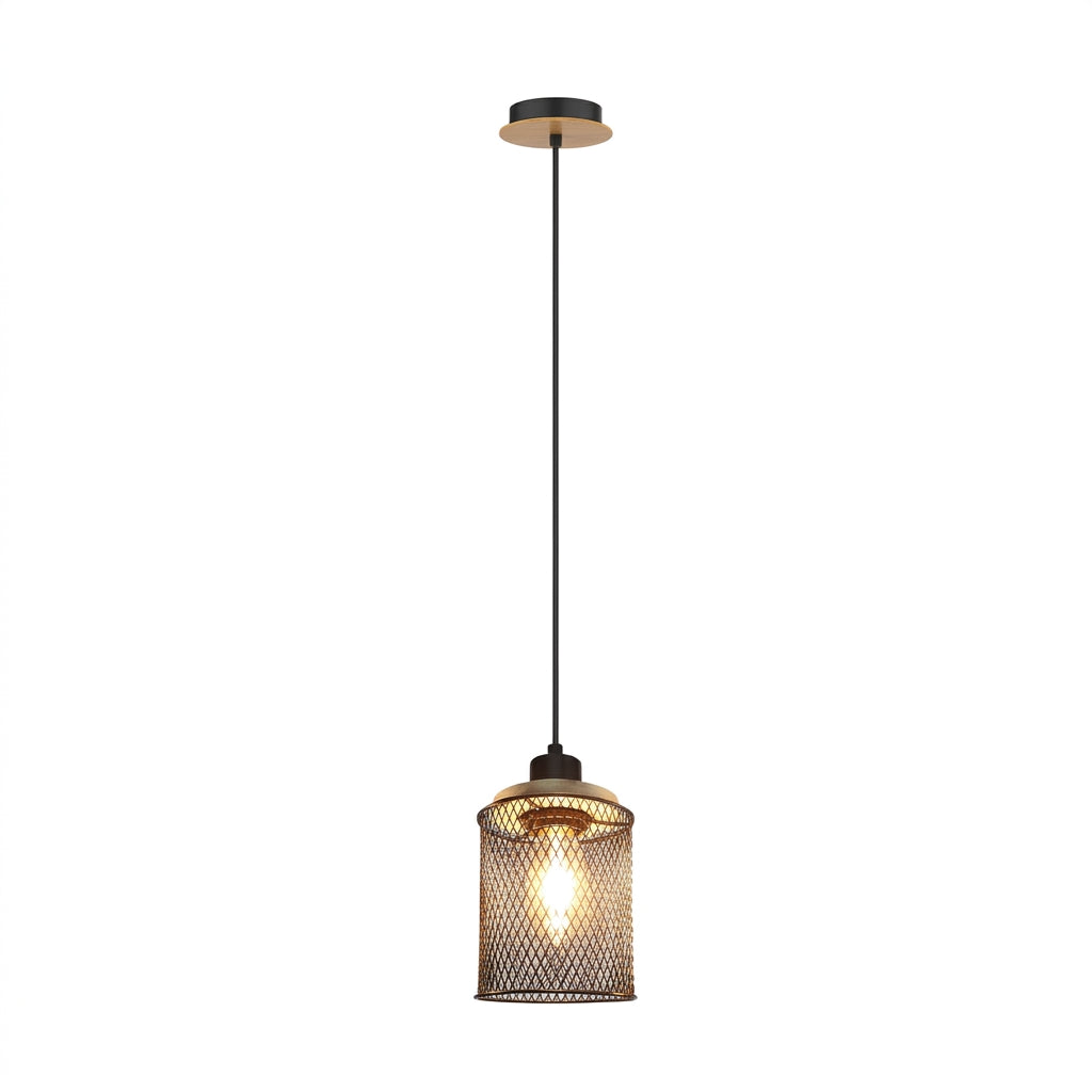 PENDANT LAMP AB1233-MP E27 BLACK+WOOD (TEKLED)