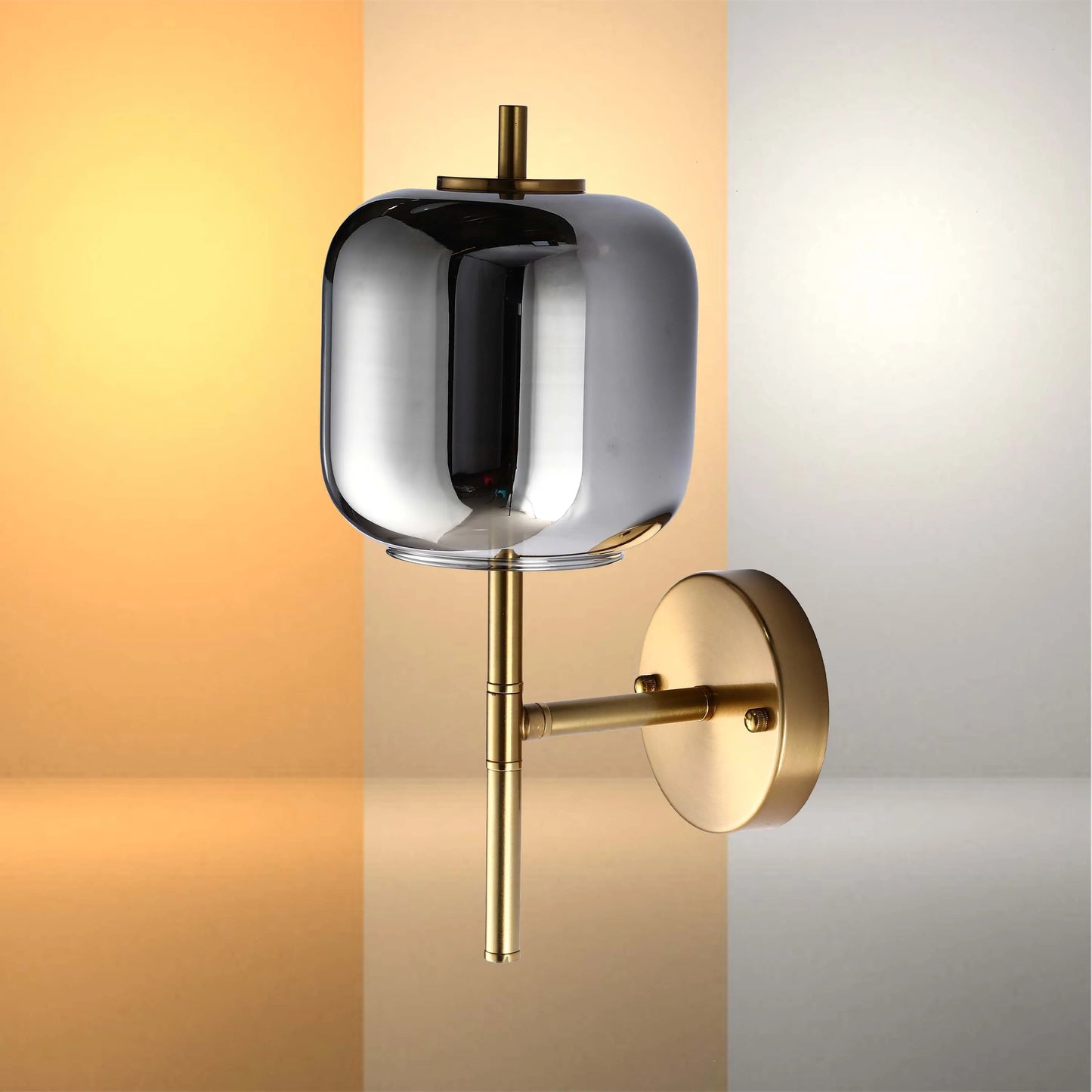 Bronze Wall Light with Amber or Smoked Glass Shade