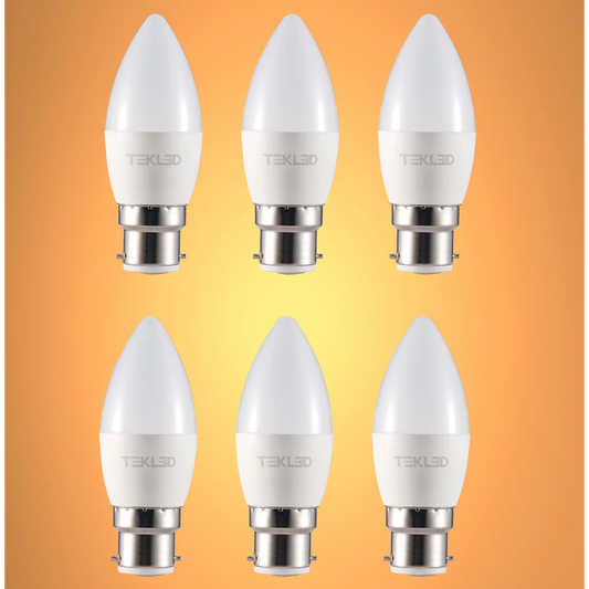 Cetus LED Candle Bulb C37 Dimmable B22 Bayonet Cap 6W Pack of 6