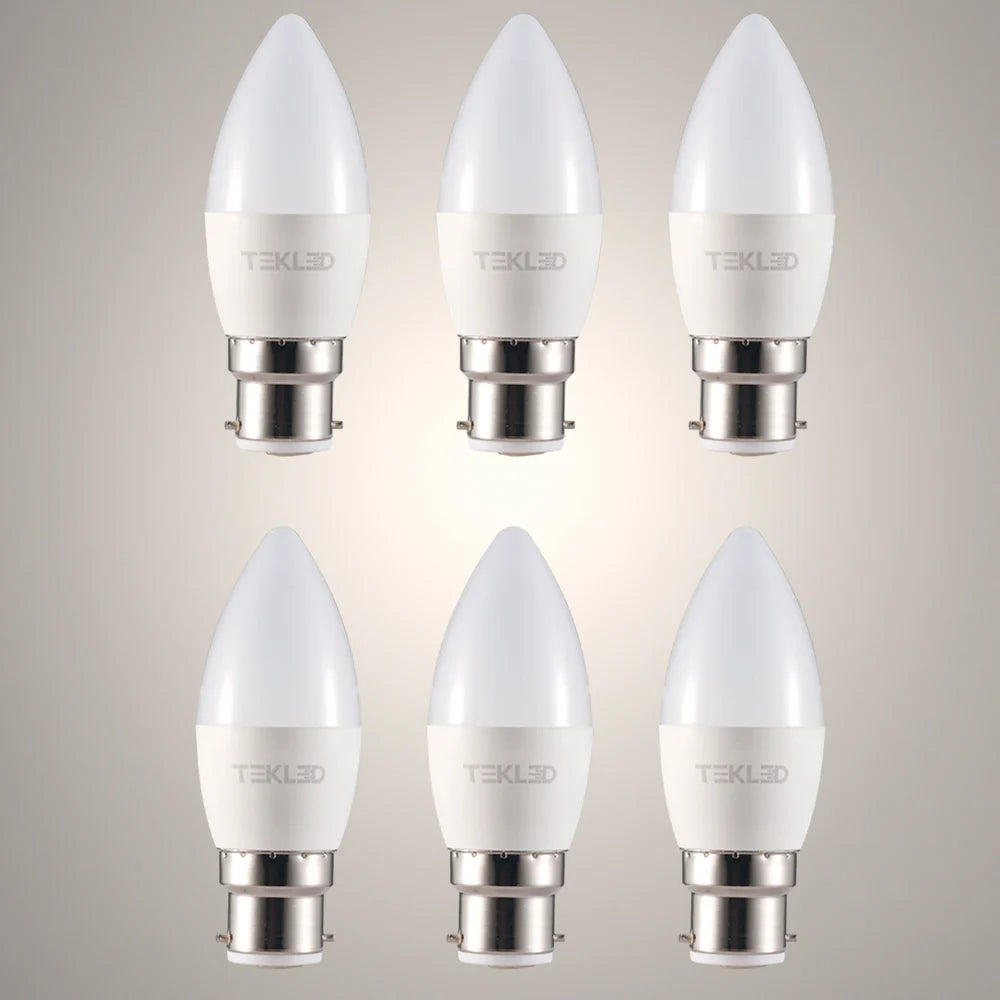 Cetus LED Candle Bulb C37 Dimmable B22 Bayonet Cap 6W Pack of 6