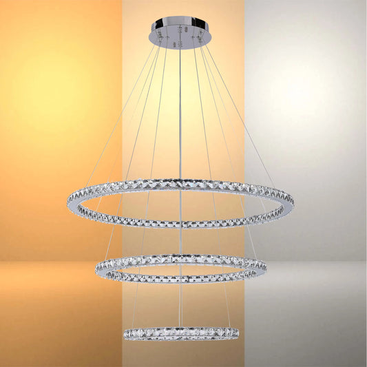 Chrome and Crystal Modern Chandelier Ceiling Light