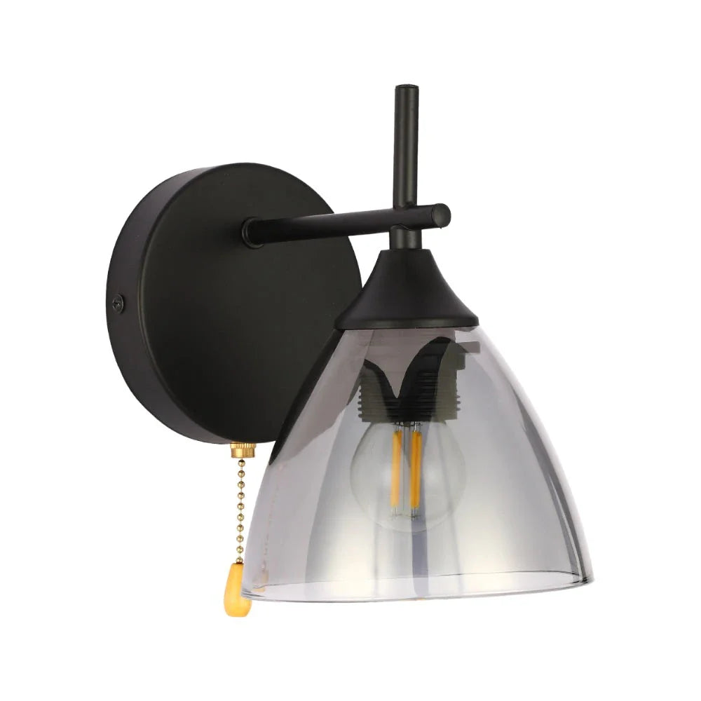 Modern Cone Glass Wall Light E27 with Pull Down Switch
