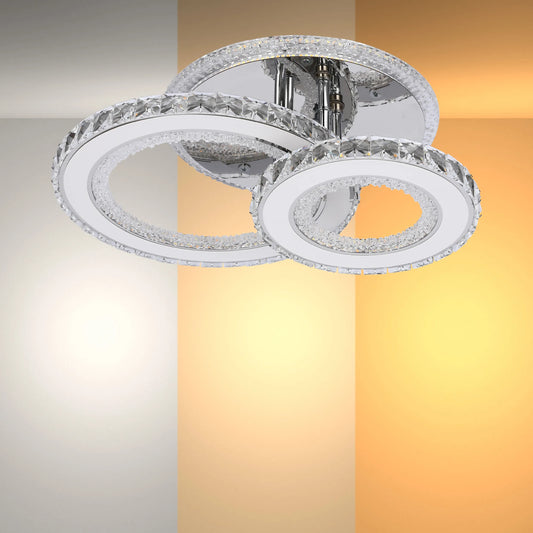 Crystal LED Ceiling Lights - Floral, Double Ring, Double Square, Quadruple Ring Designs