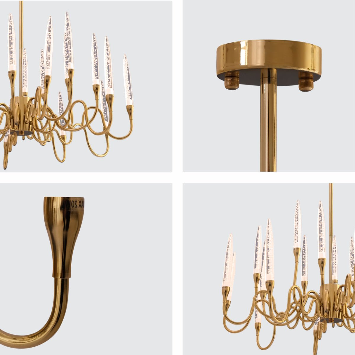 Detailed shots of Candle French Mediterranean Tiered Gold Finishing Chandelier Ceiling Light with 20xG4 | TEKLED 159-17518