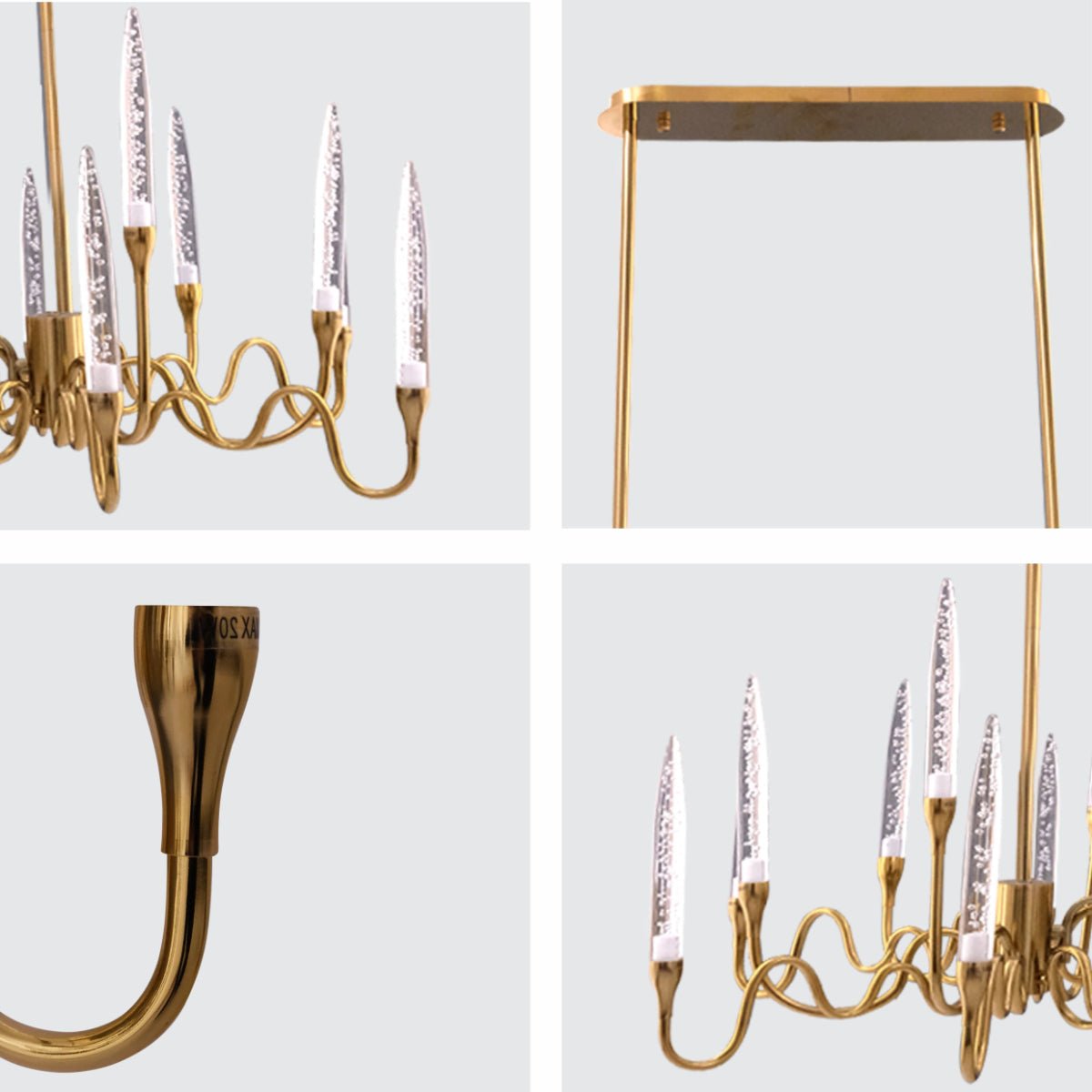 Detailed shots of Candle French Mediterranean Tiered Gold Finishing Kitchen Island Chandelier Ceiling Light with 20xG4 | TEKLED 159-17520