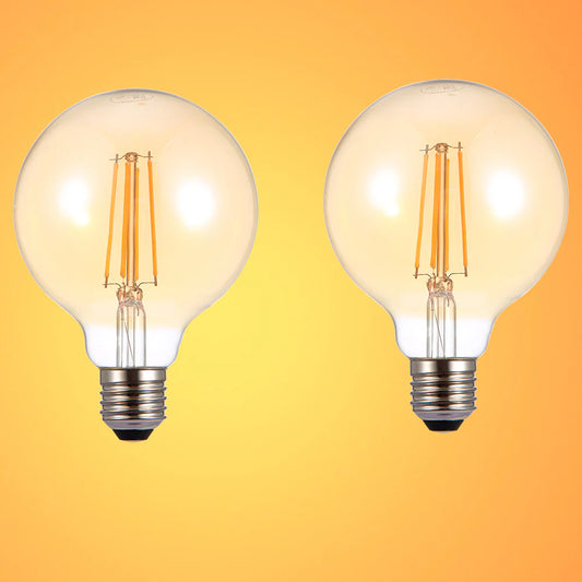 LED Dimmable Filament Globe Bulb E27 Edison Screw 6.5W Pack of 2 Warm White 2400K