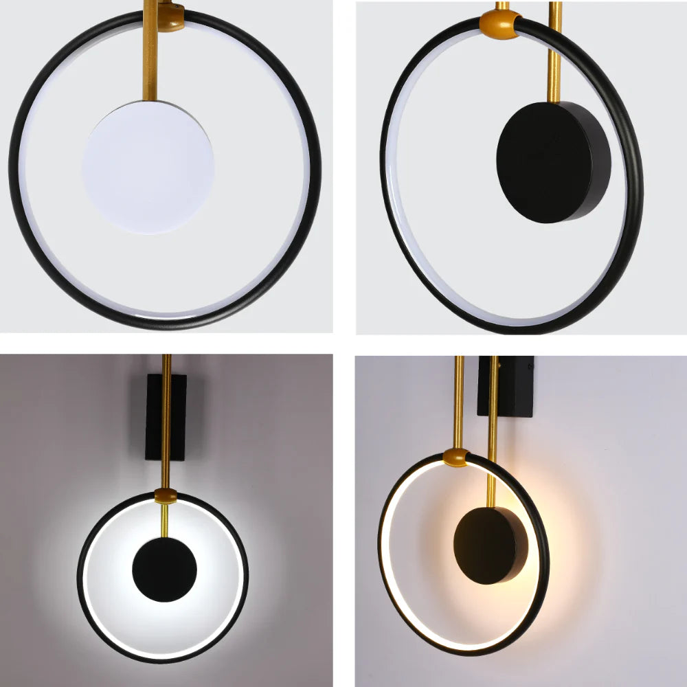 Dual Radiance Orbital LED Wall Light Black Gold 3 CCT