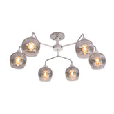Elegant Wishbone Chrome & Smoky Glass Semi Flush Ceiling Light