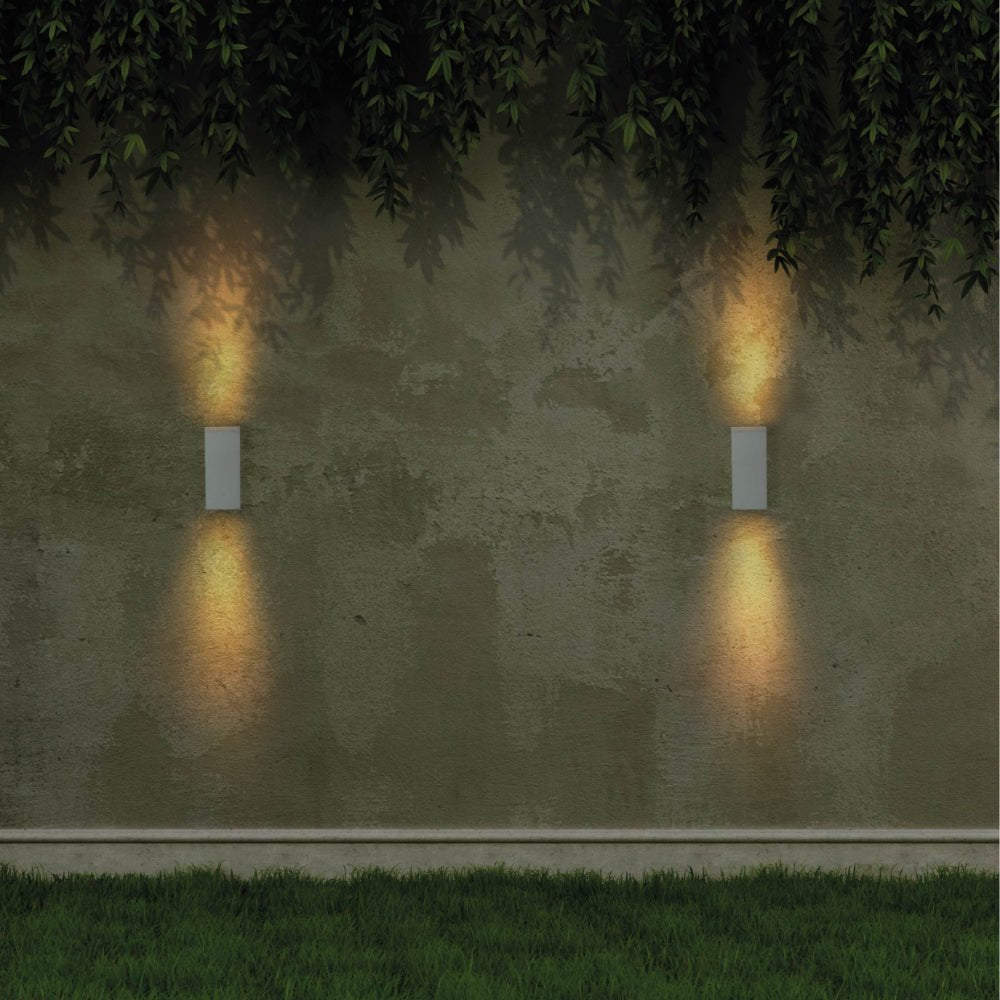 exterior application of Cubioid Wall Lamp IP44 Grey with 2xGU10 Fitting | TEKLED 182-03350