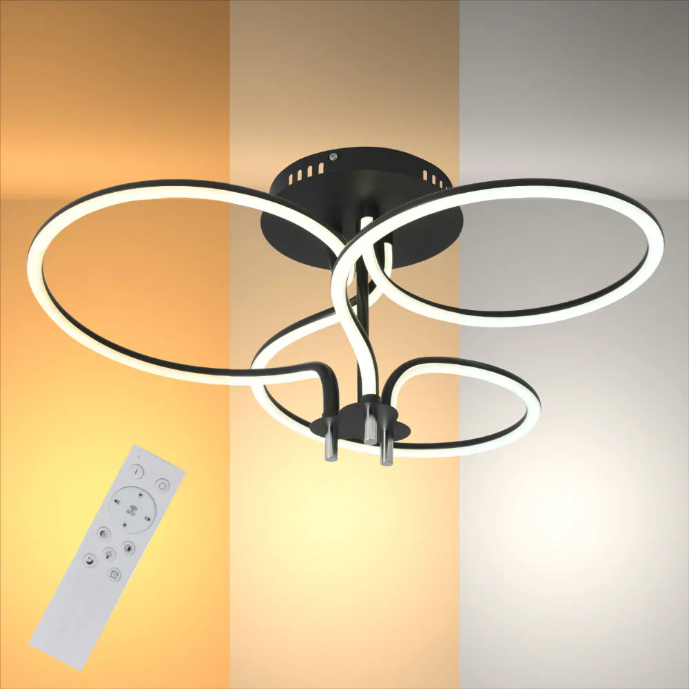 Geometric Elegance LED Ceiling Light Series | Trefoil & Helix Designs | Remote-Controlled Ambiance