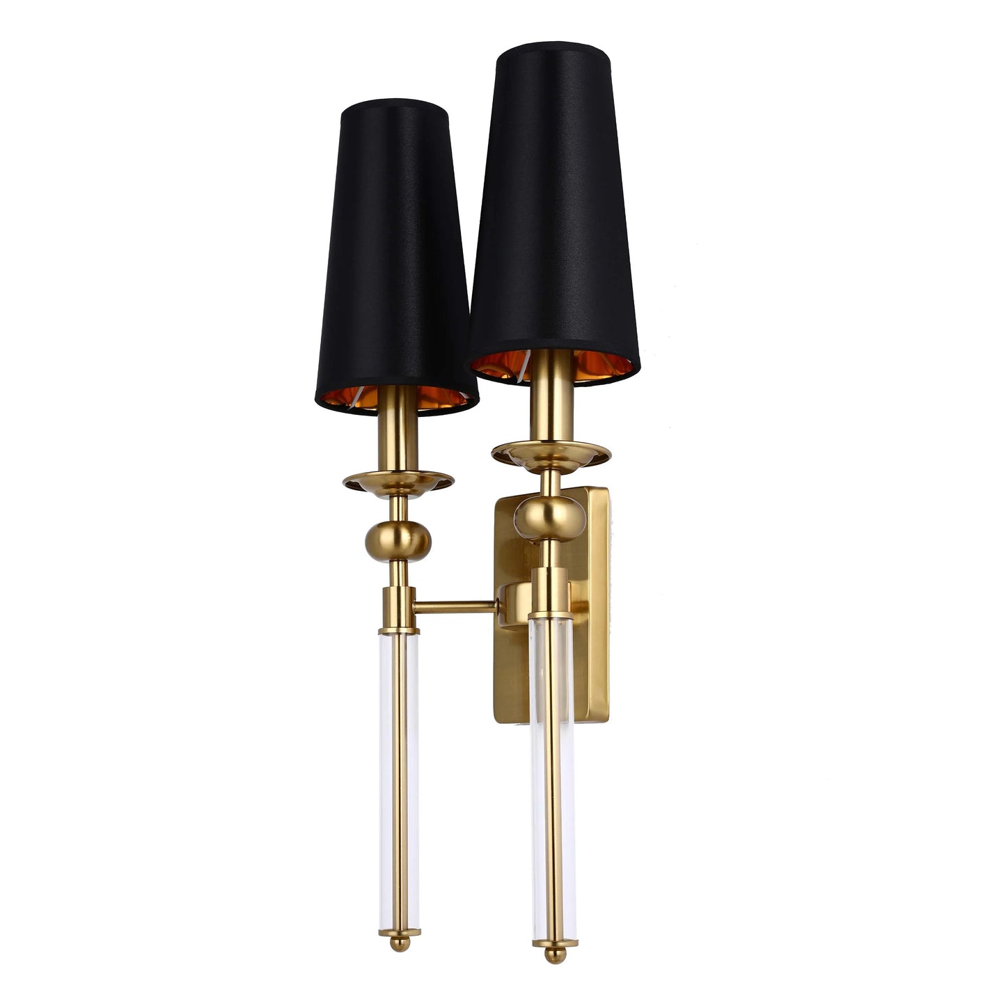 Gold and Black Wall Light with Acrylic Accent