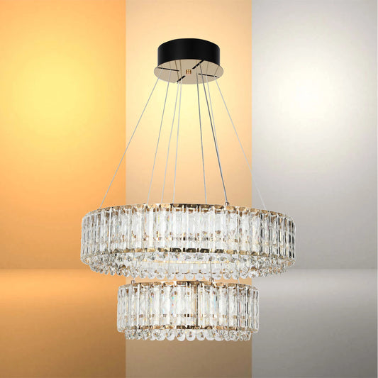 Gold Crystal Chandelier - Two-Tiered Circular or Single-Tier Oval