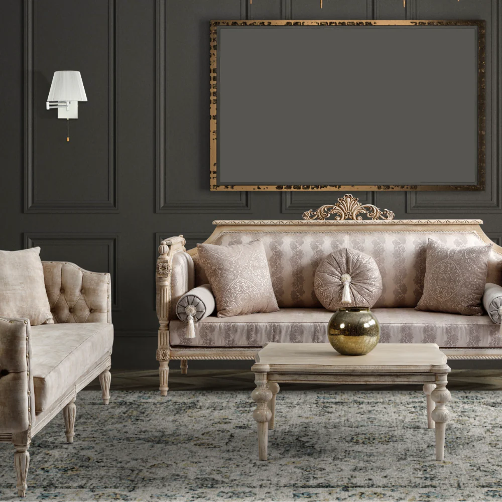 white silvery shade swing arm wall light in living room