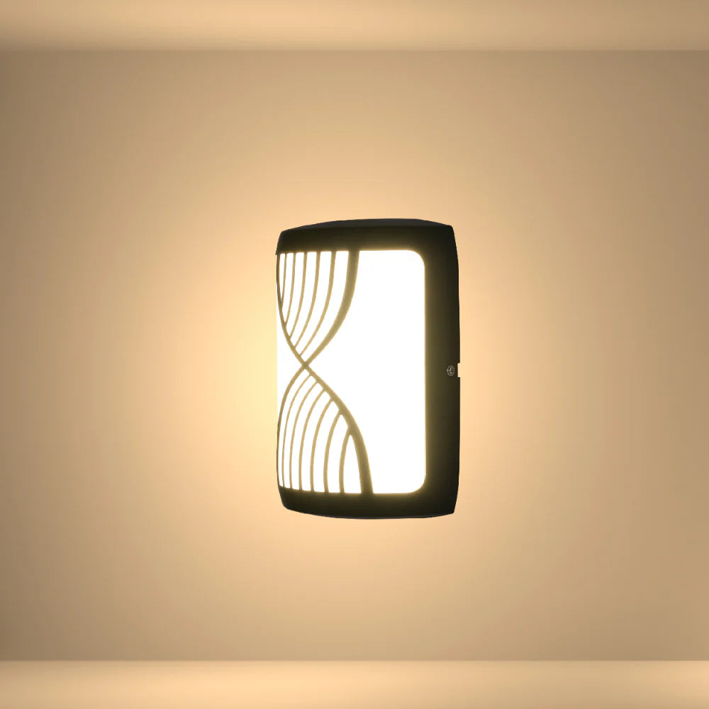 Hourglass Black Plastic LED Outdoor Wall Light 15W Cool White