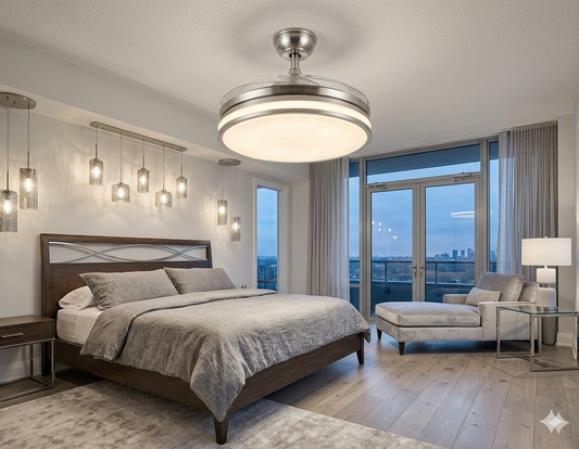 Chandelier LED 9067 36W Chrome s ventilatorom (TEKFAN)