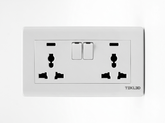 PRIME WHITE DOUBLE SWITCHED 3-PIN UNIVERSAL SOCKET WITH NEON (TEKLED)