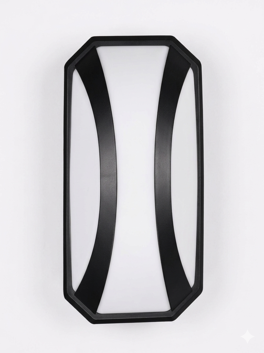 Curved Plastic Black ModernLED Outdoor Wall Light 24W Cool White (TEKLED)