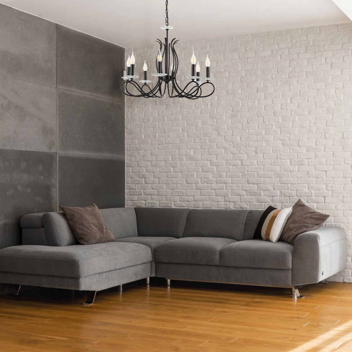 More interior usage of Candle Vintage Rustic Black French Chandelier Ceiling Light 8xE14 | TEKLED 156-18150