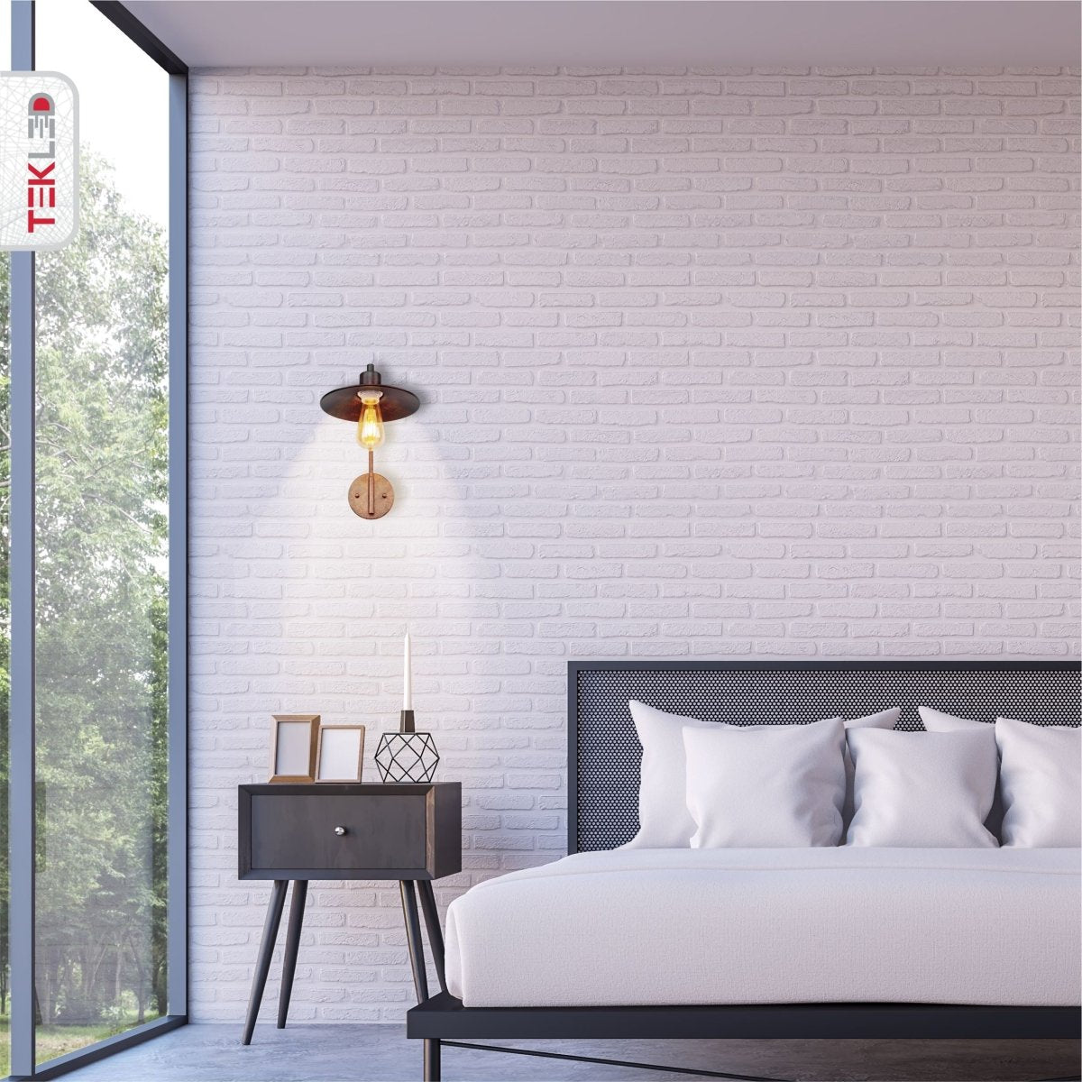 More interior usage of Red Bronze Metal Flat Wall Light with E27 Fitting | TEKLED 151-19640