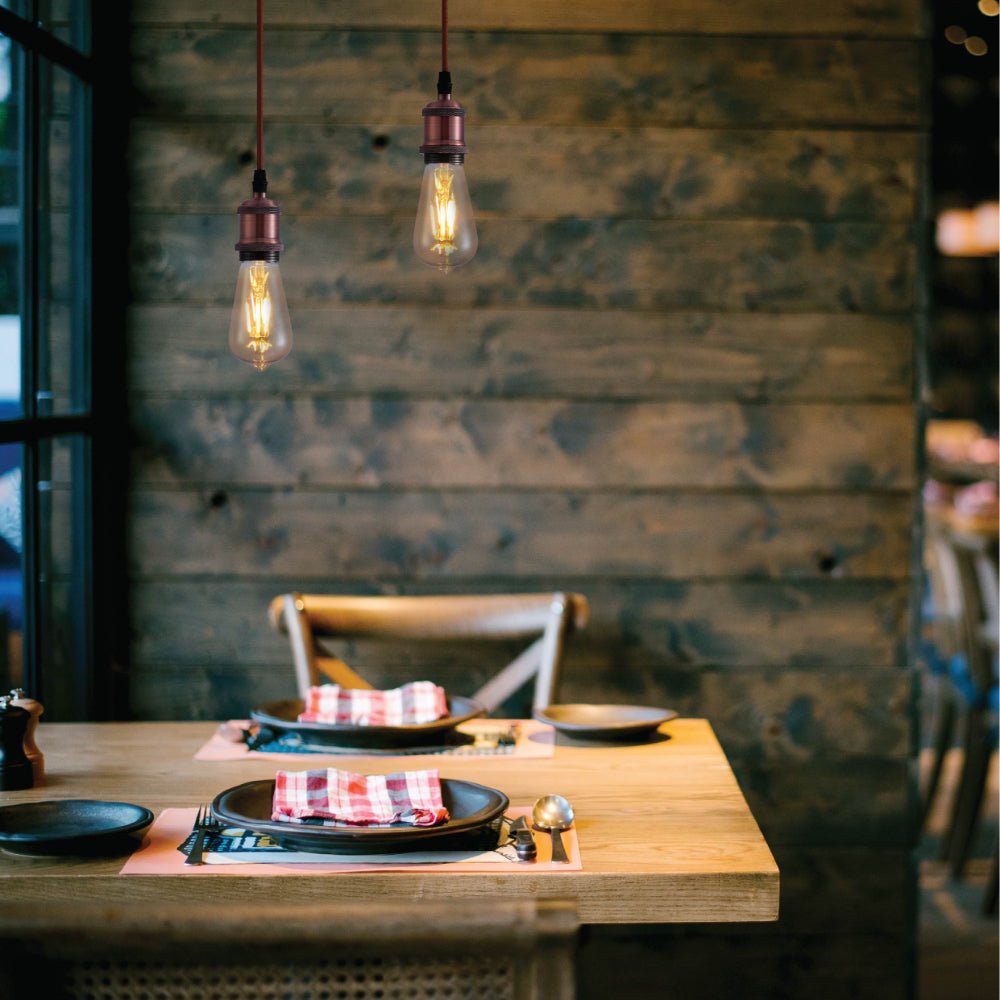 More interior usage of Vintage Industrial Retro Basic Pendant Ceiling Light E27 Antique Red Bronze Gold Nickel | TEKLED 150-19008