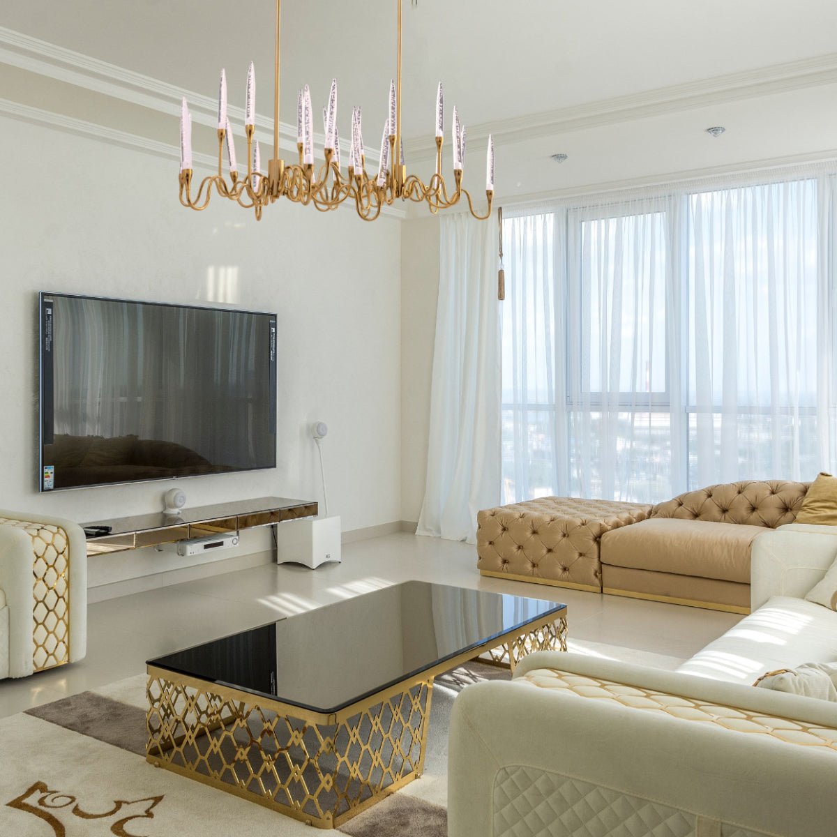 Indoor usage of Candle French Mediterranean Tiered Gold Finishing Kitchen Island Chandelier Ceiling Light with 20xG4 | TEKLED 159-17520