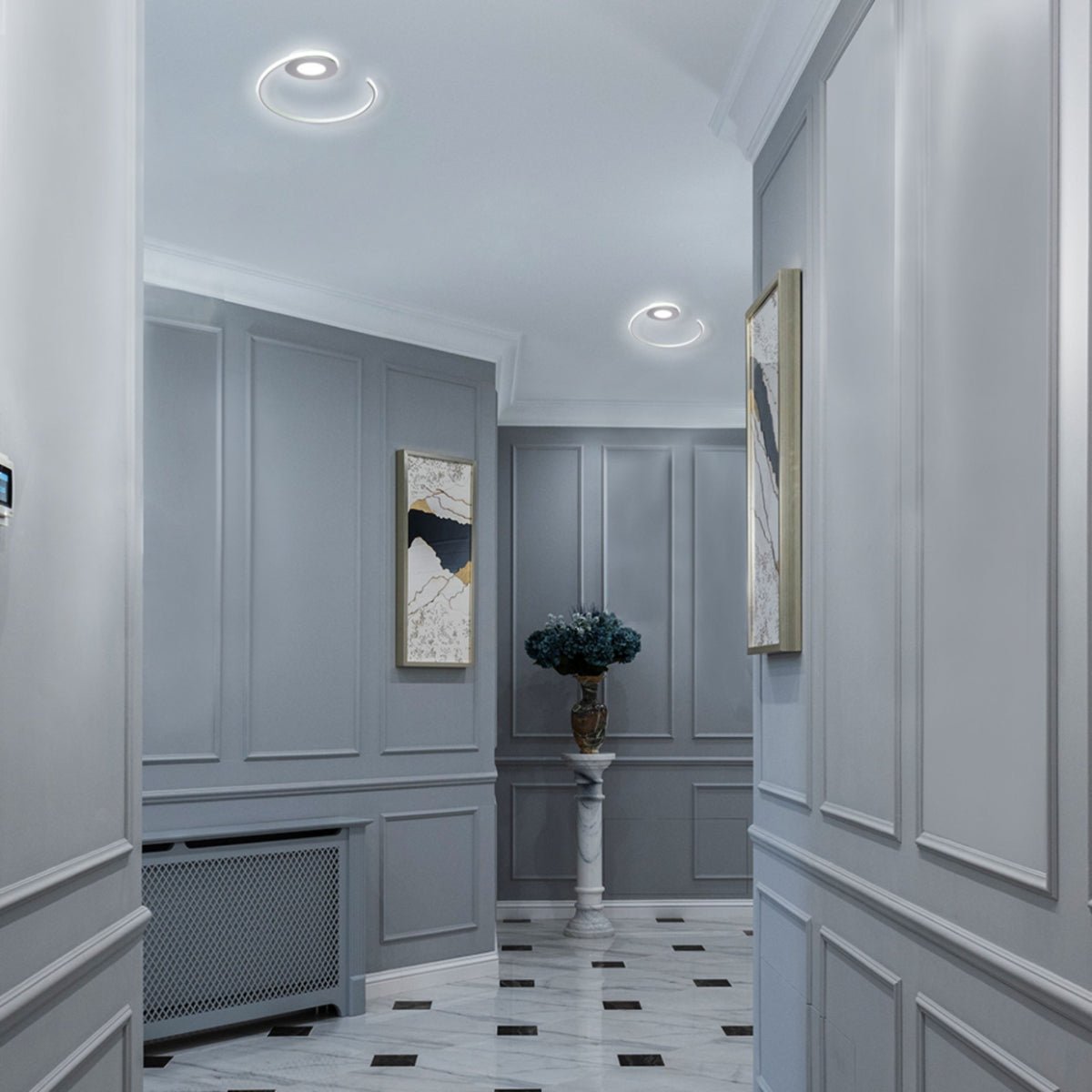 Indoor usage of LED Spiral White Finishing 30W CCT Change Dimmable Contemporary Nordic Scandinavian Flush Ceiling Light with Remote Control | TEKLED 154-17266