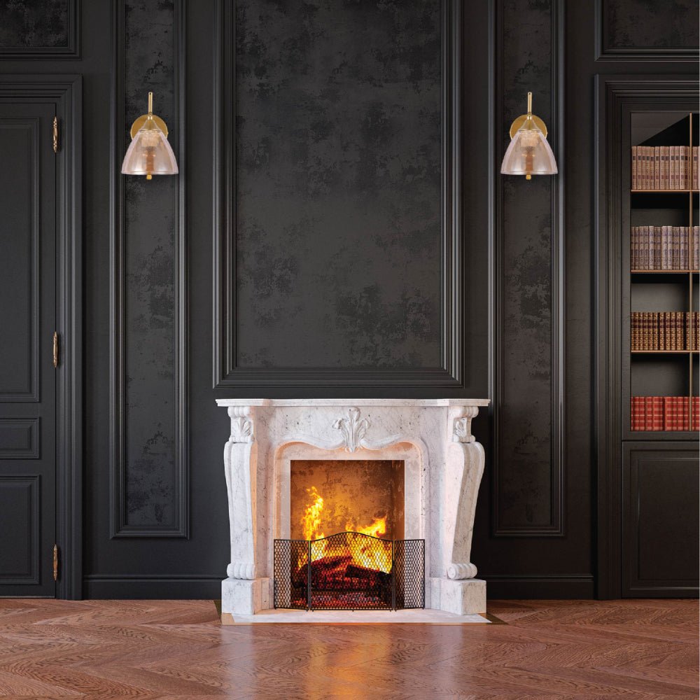 Interior application of Amber Cone Glass Gold Wall Light E27 Pull Down Switch | TEKLED 151-19772