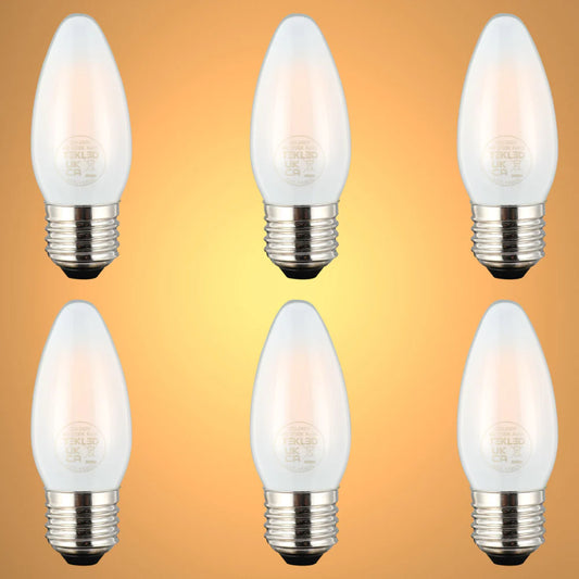 LED Candle Bulb E27 4W 2700K Frosted Glass Pack of 6