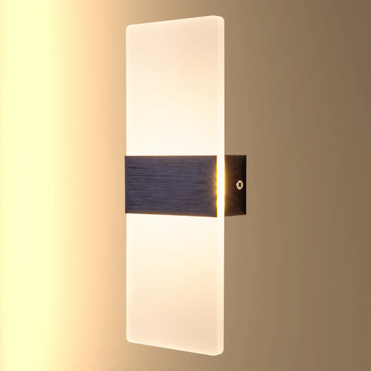 LED Dark Wood Metal Acrylic Wall Light 4W Cool White 4000K