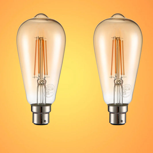 LED Dimmable Filament ST64 Edison Bulb B22 Bayonet Cap 6.5W Pack of 2