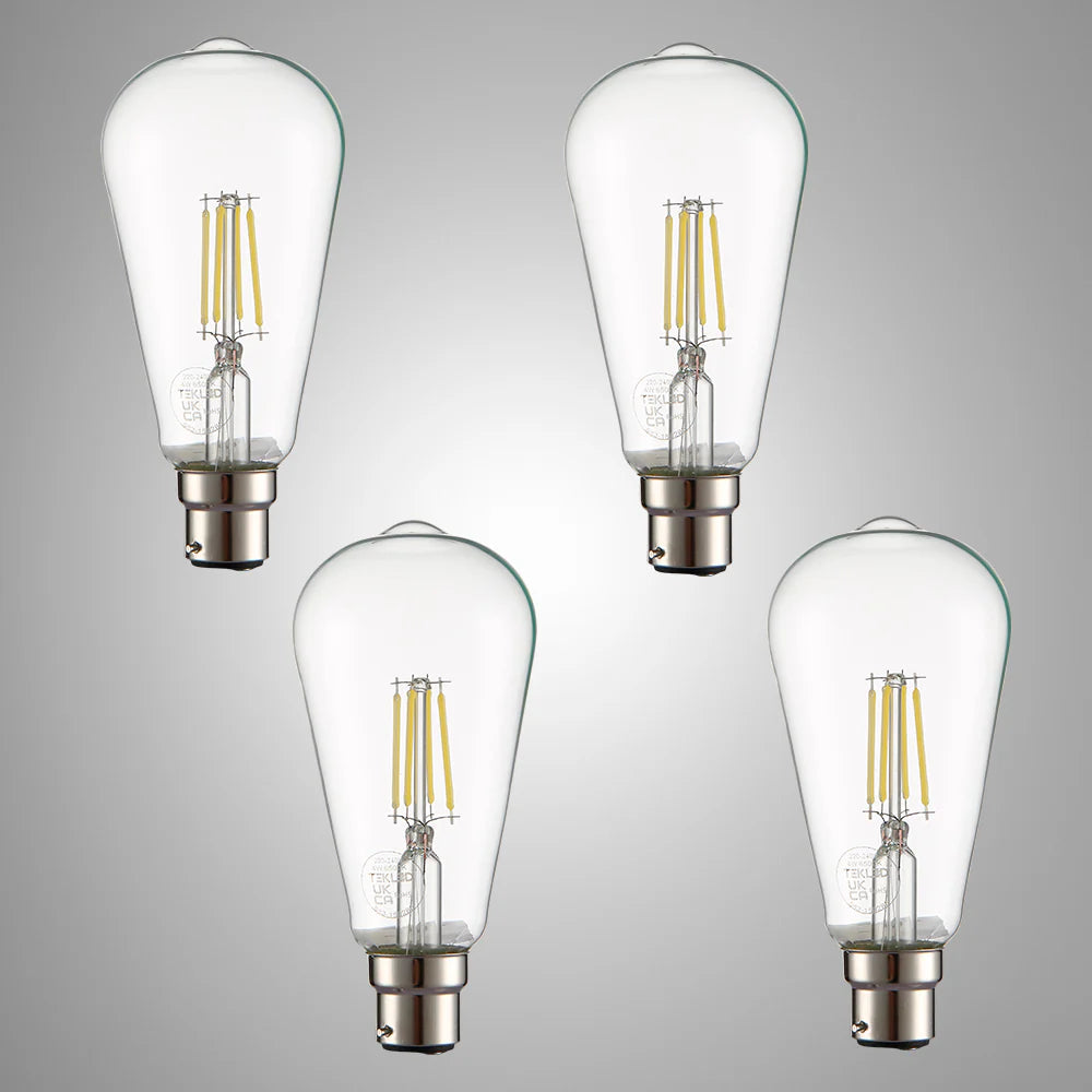 LED Filament ST64 Edison Bulb B22 Bayonet Cap Pack of 4