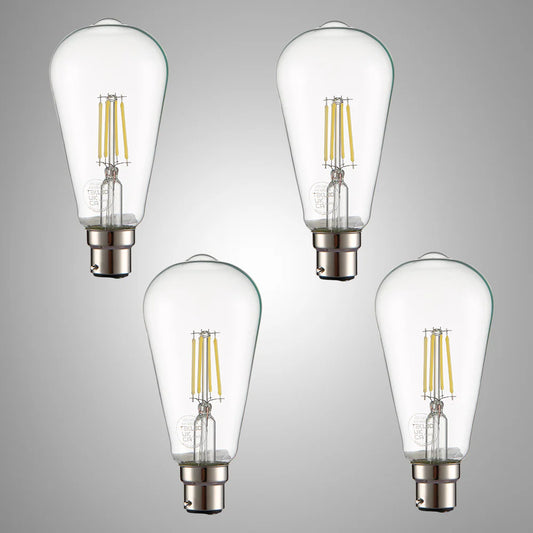 LED Filament ST64 Edison Bulb B22 Bayonet Cap Pack of 4