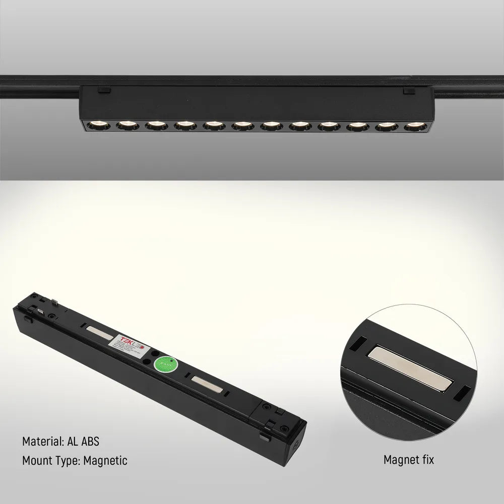 Close shot of the LED Magnetic Track Light 12W 48V Black 4000K(TEKLED)-169-03109-169-03109