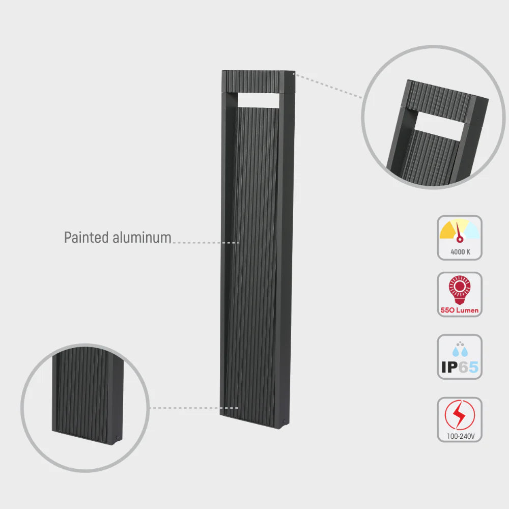 LED Outdoor Pathway Bollard Lawn Light 13W 4000K