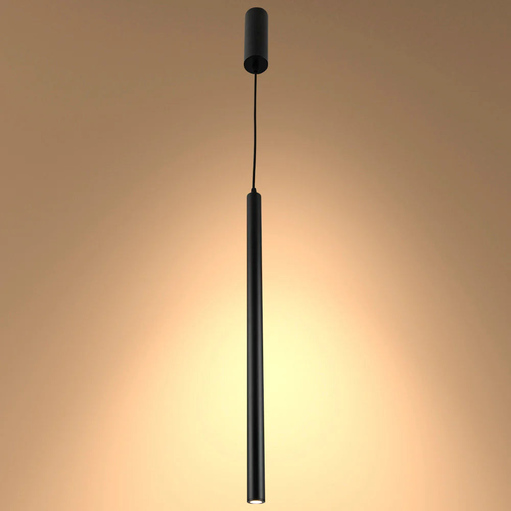 Integrated LED Modern Cylinder Pendant Ceiling Light Suspended Downlight Black