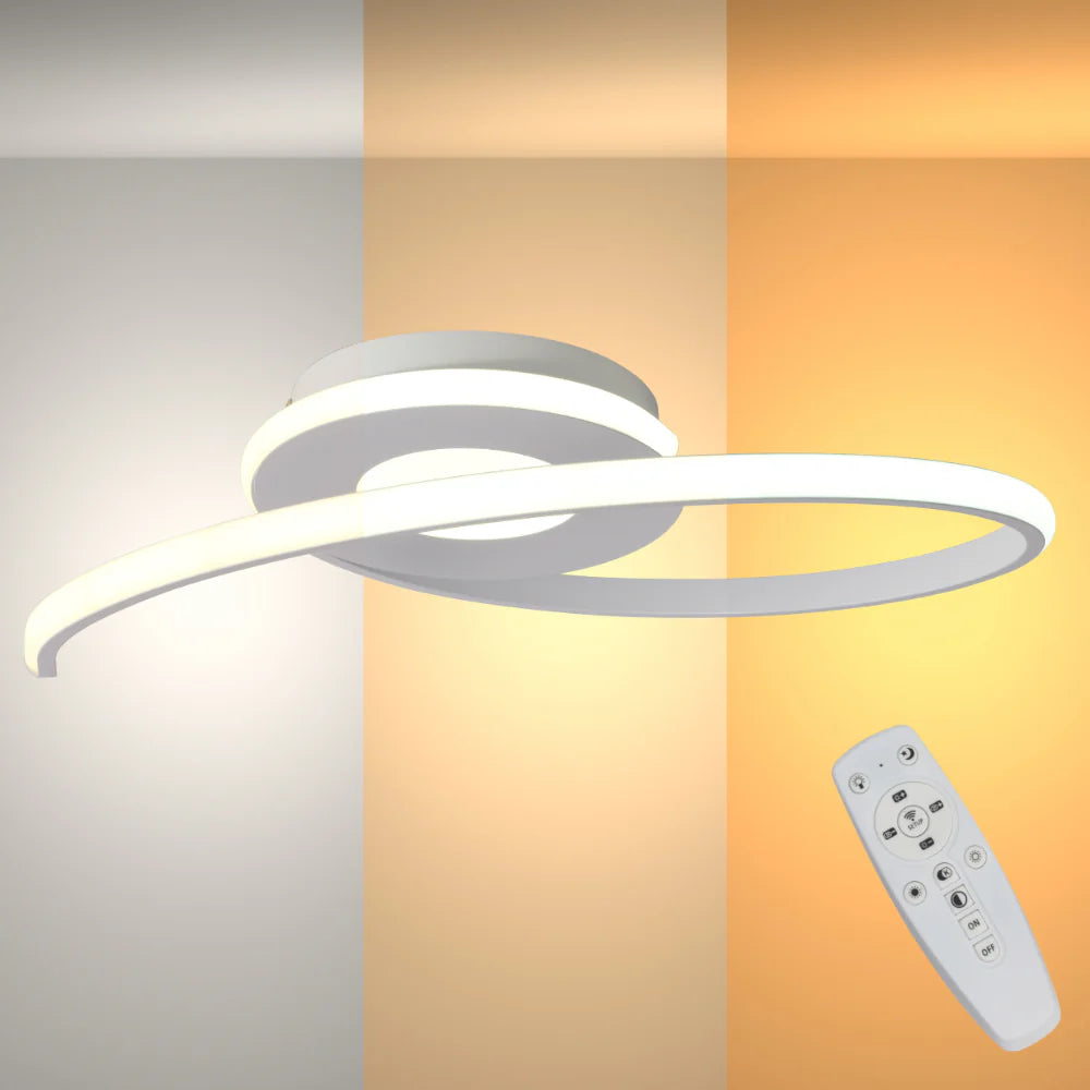 LED Spiral White Finishing 30W CCT Change Dimmable Contemporary Nordic Scandinavian Flush Ceiling Light with Remote Control