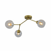 Main image of Clear Glass Gold Wishbone Branch Twig Semi Flush Modern Sputnik Ceiling Light with 3xE27 Fitting | TEKLED 159-17804