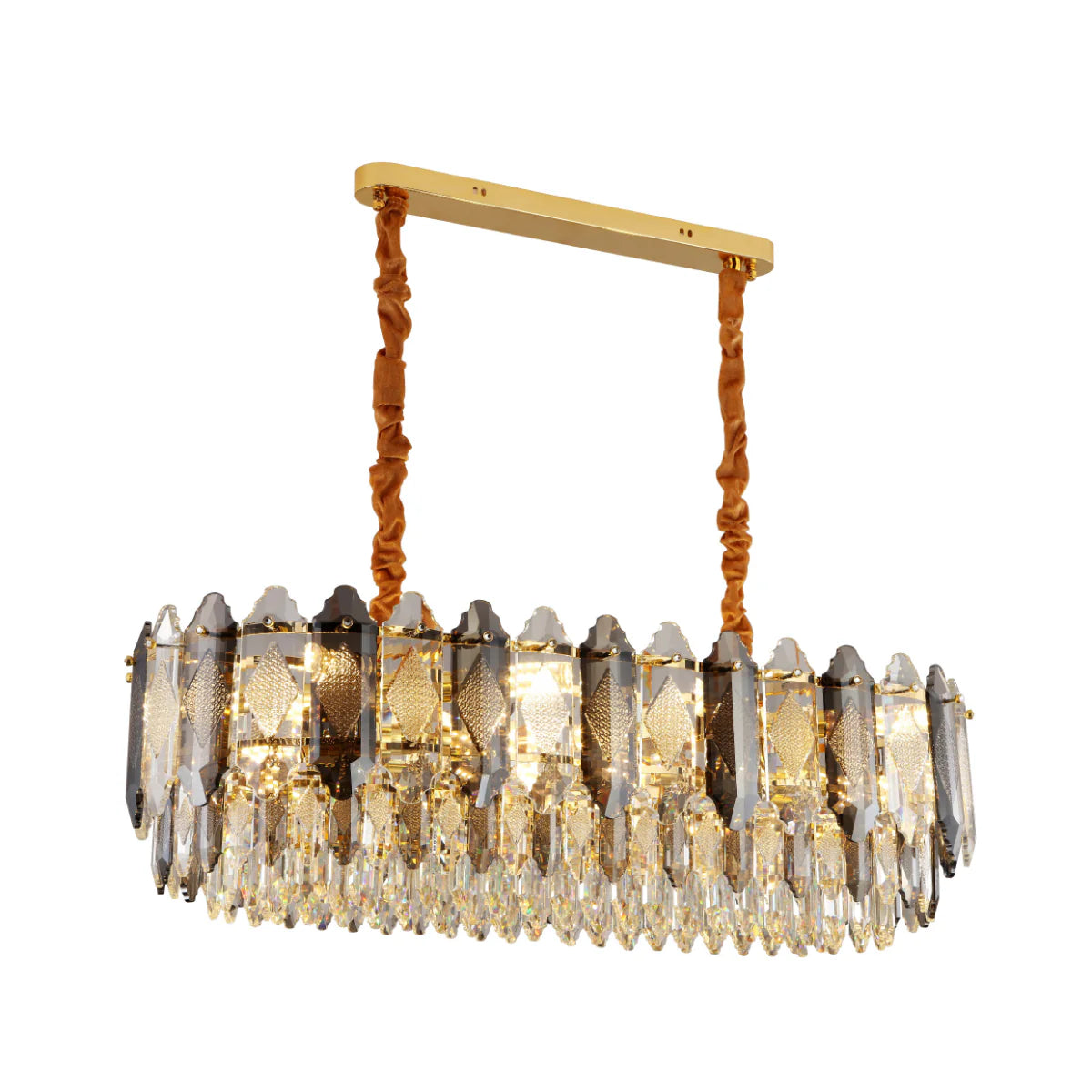 Main image of Deluxe Smoky Clear Crystal Modern Chandelier Light Gold | TEKLED 159-18005