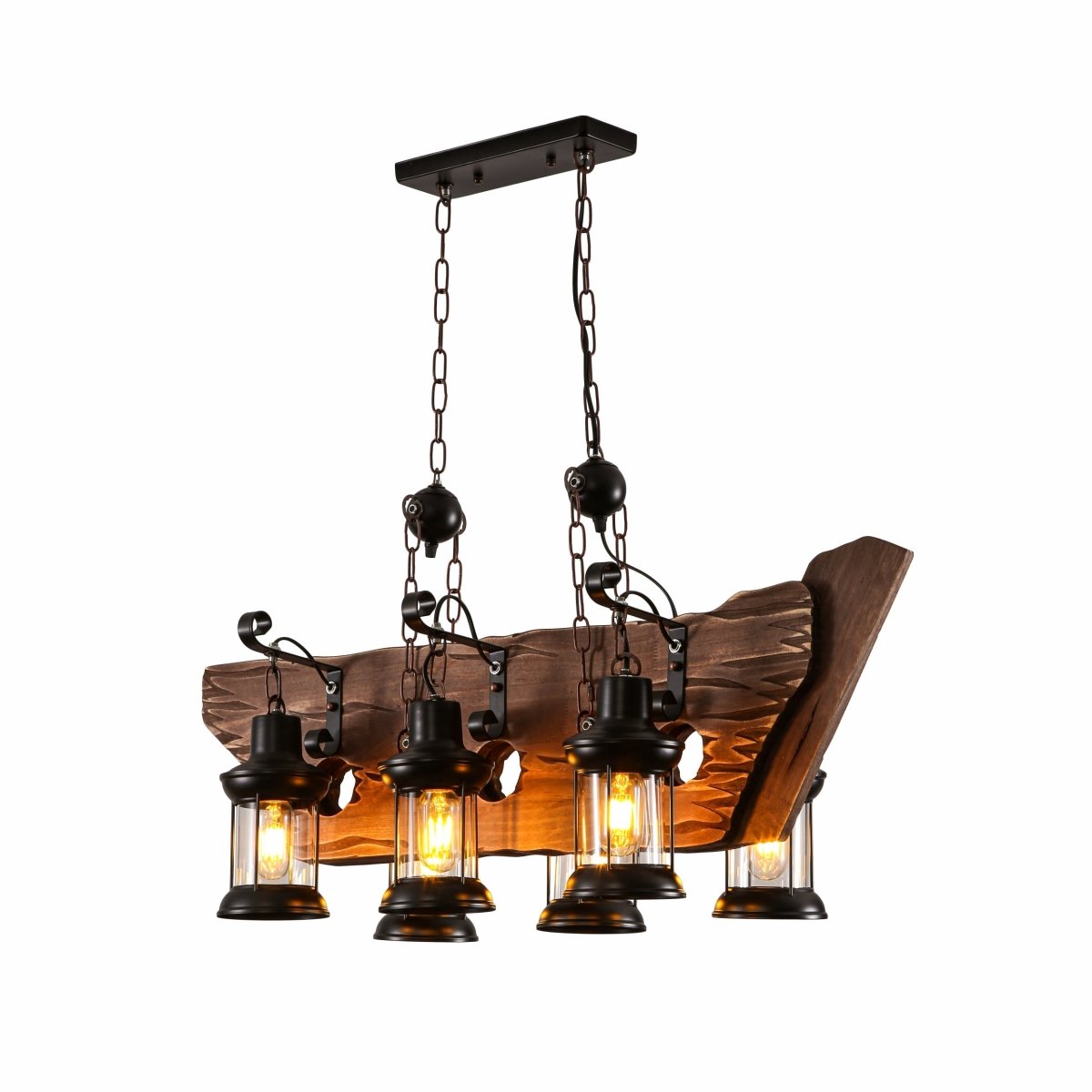 Farmhouse Wood Beam Marine Nautical Kitchen Island Chandelier Ceiling Light