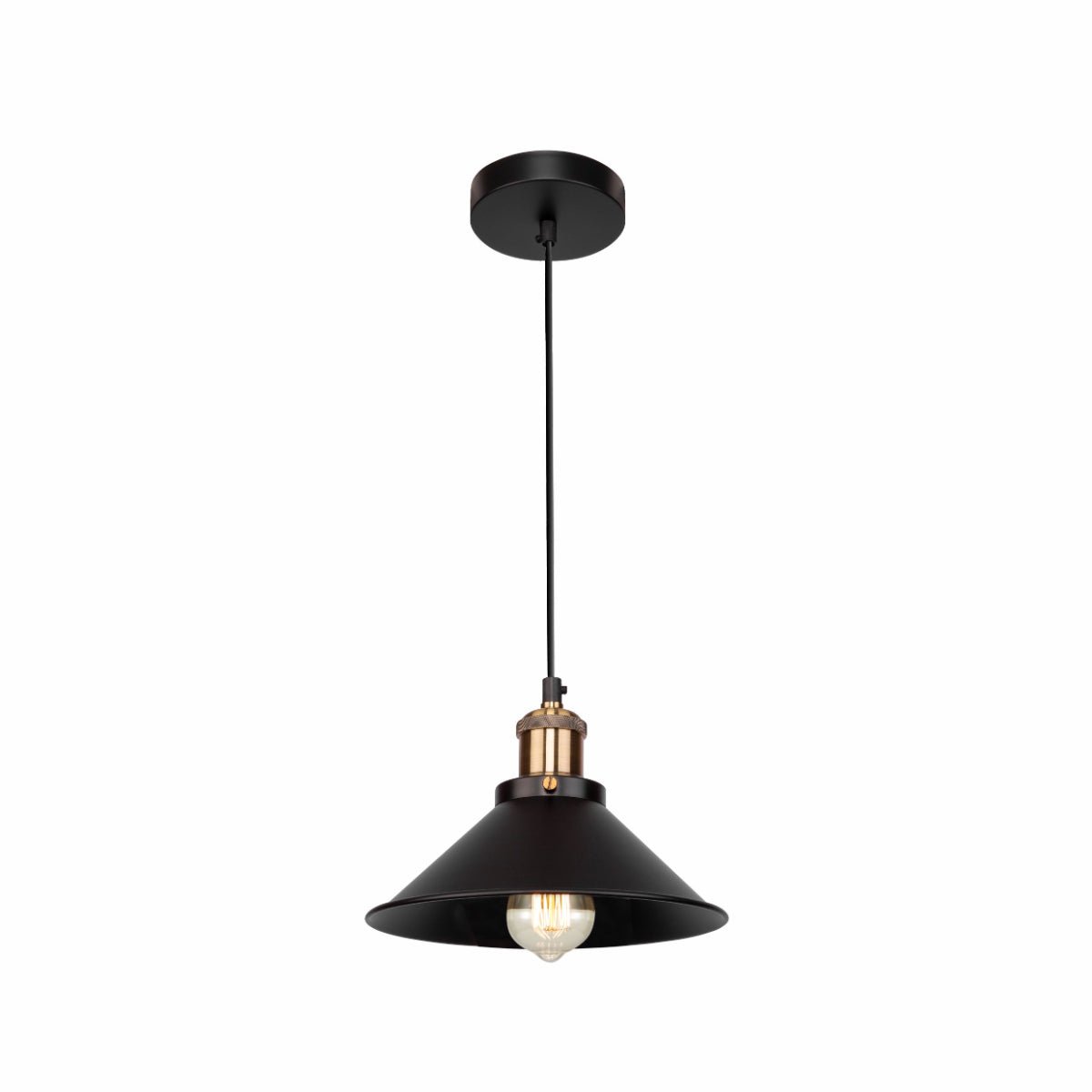 Black Metal Funnel Metal Ceiling Pendant Light E27 Fitting