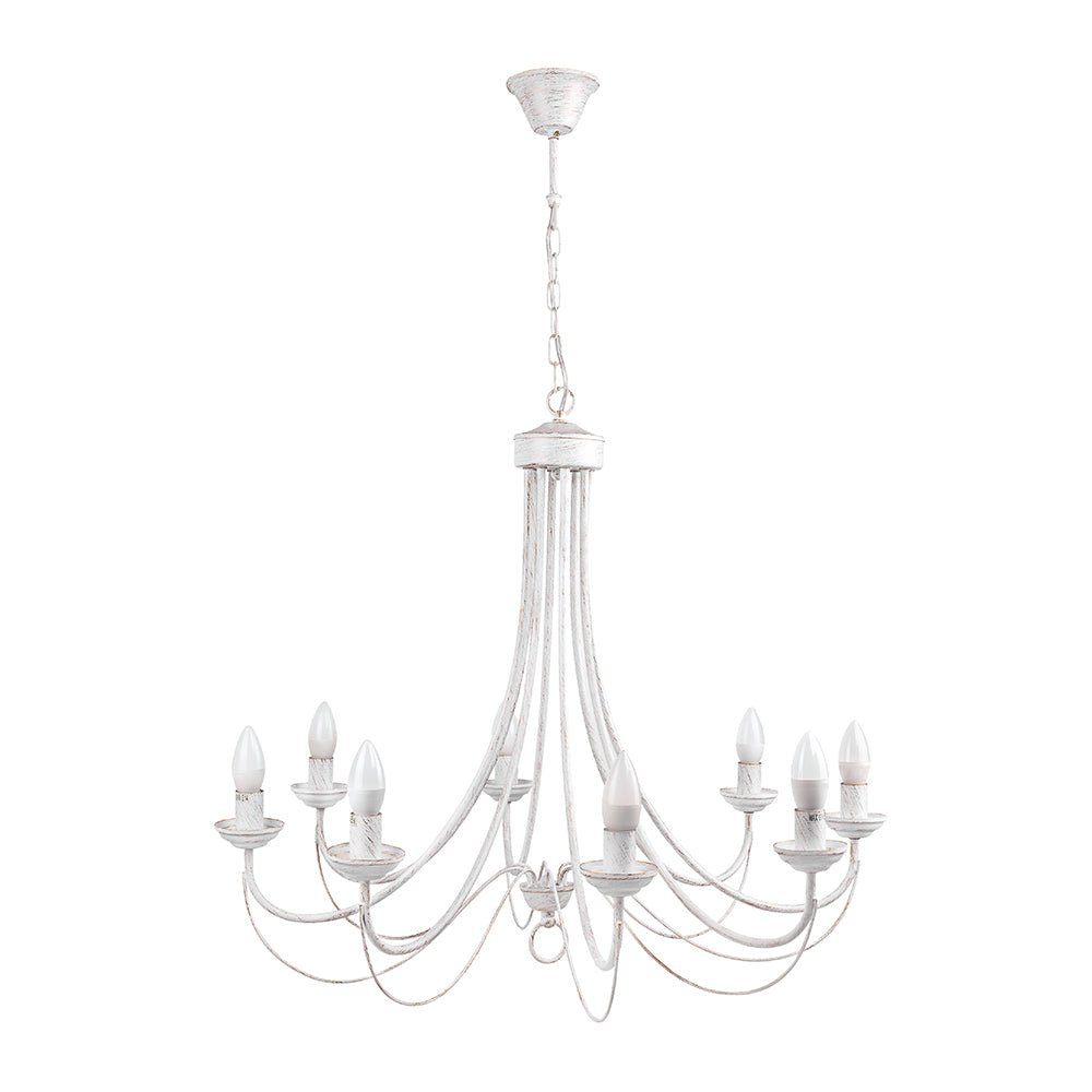Gold Brushed White Rice Minimalist Arm Candle Ceiling Chandelier Light
