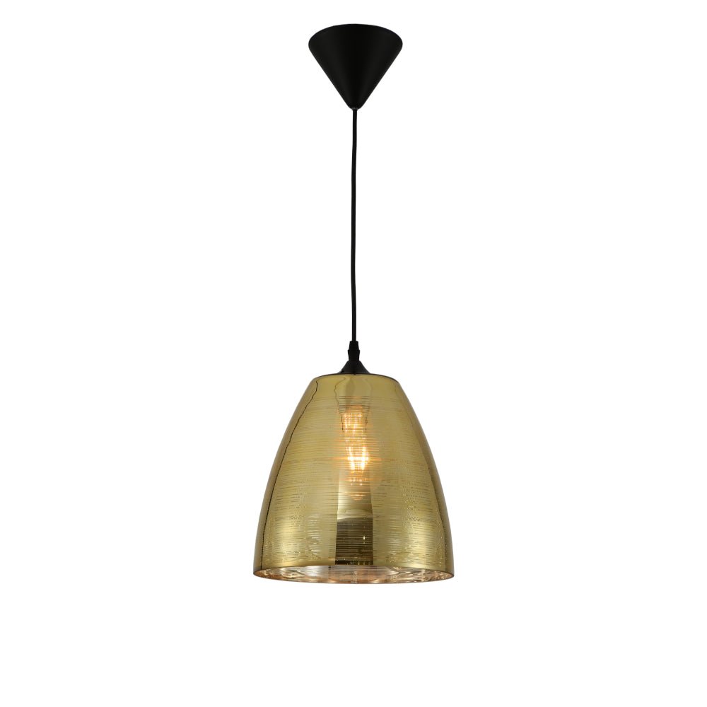 Jupiter Chrome-Gold-Copper Cone Glass Pendant Ceiling Light E27 Fitting