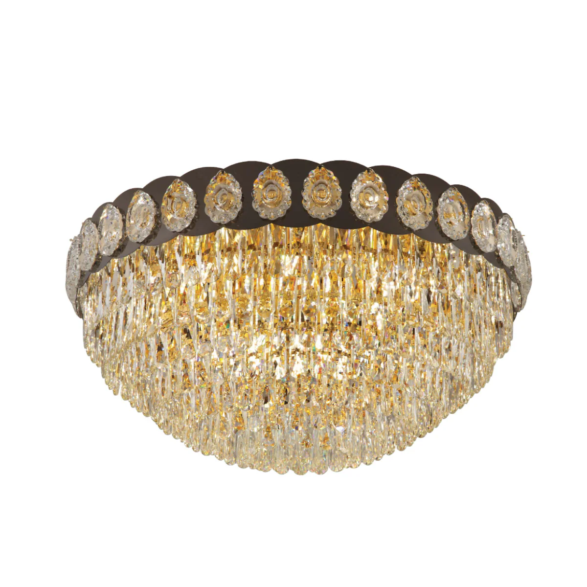 Luxury Clear Crystal Flush Modern Ceiling Chandelier Light Gold