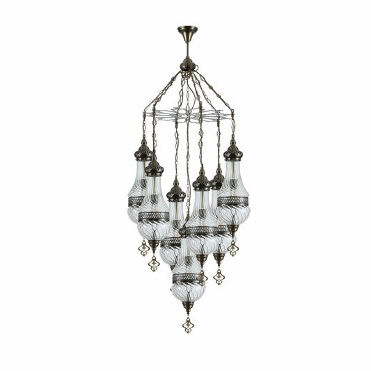 Moroccan Style Antique Brass and Clear Glass Ceiling Oriental Chandelier E27