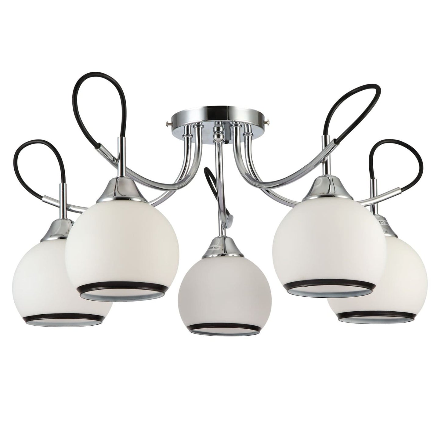 Opal Dome Glass Chrome Metal Semi Flush Ceiling Light