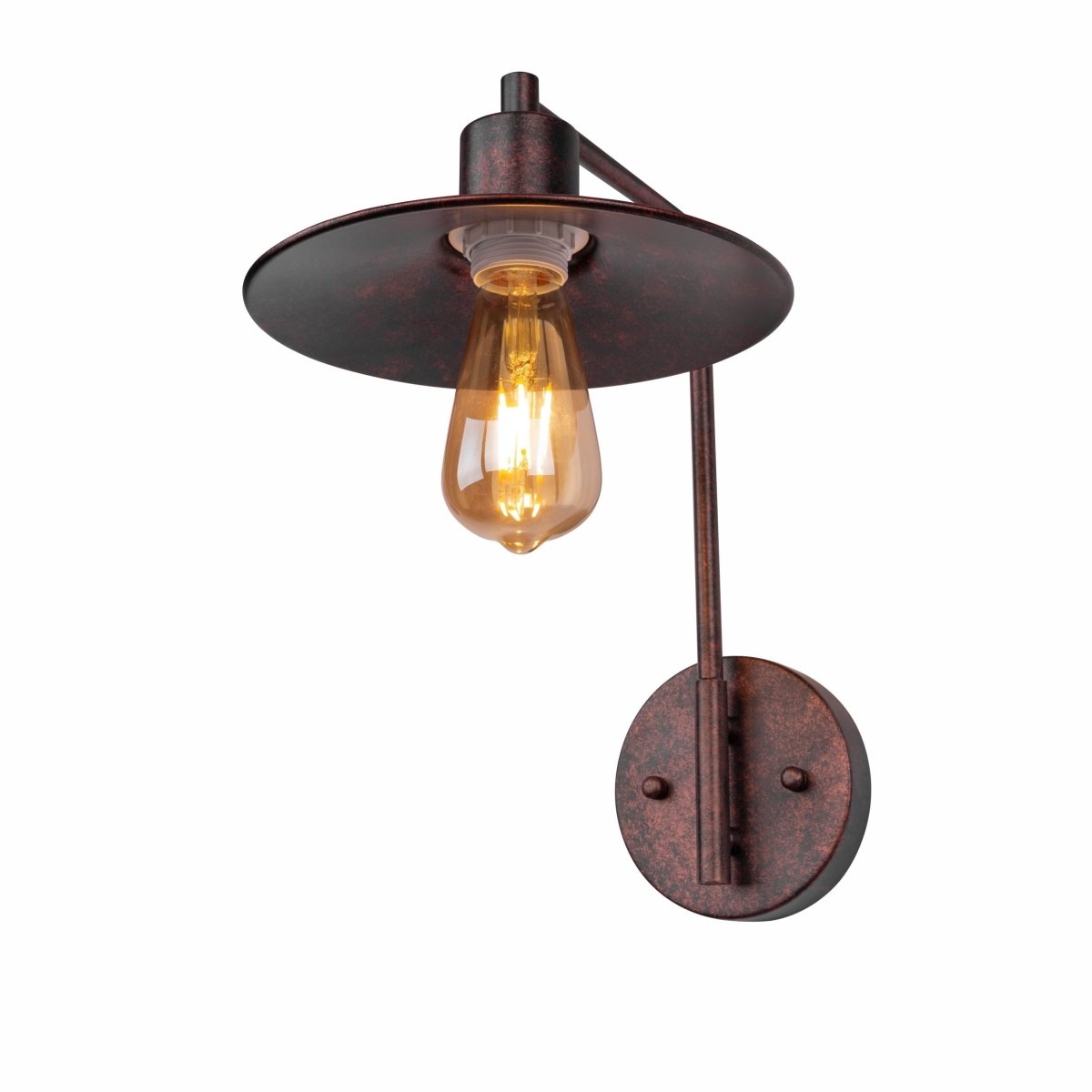 Red Bronze Metal Funnel Flat Wall Light E27 Fitting