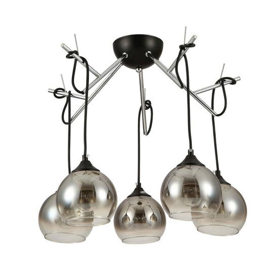 Smoky Dome Glass Chrome Twig Modern Ceiling Light