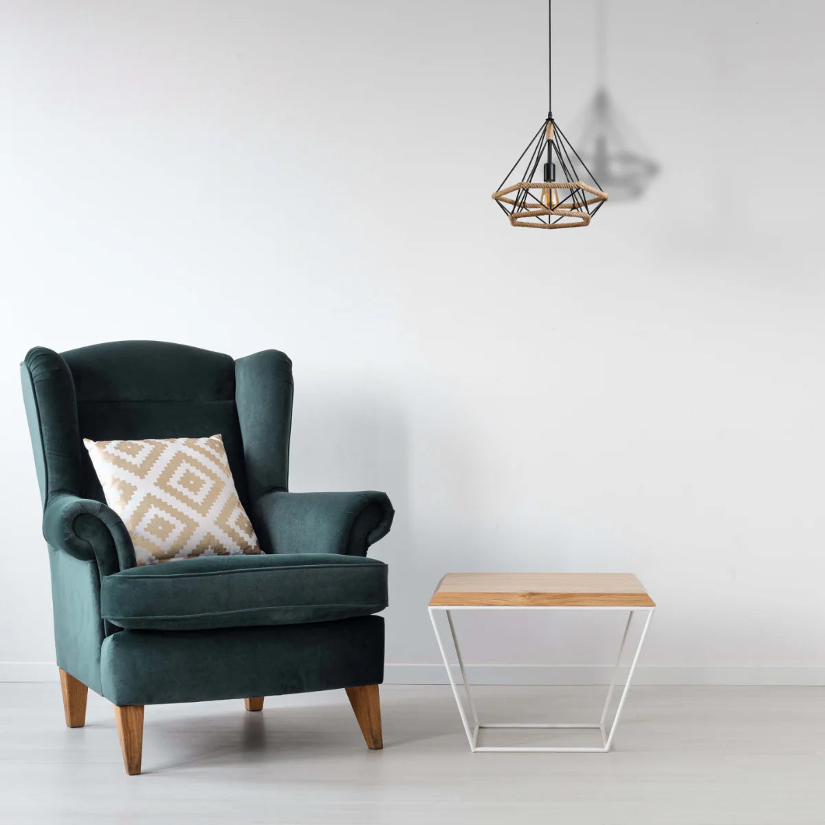 Where to use Manila Hemp Rope Diamond Pendant Light Black E27 159-18122