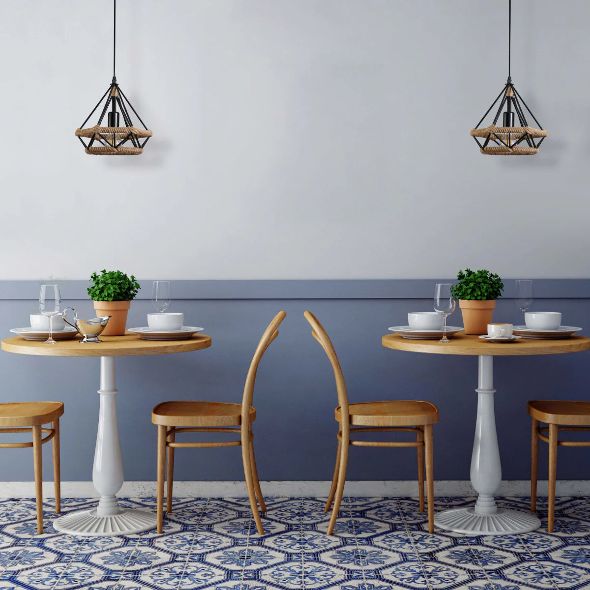 Where to use Manila Hemp Rope Diamond Pendant Light Black E27 159-18123