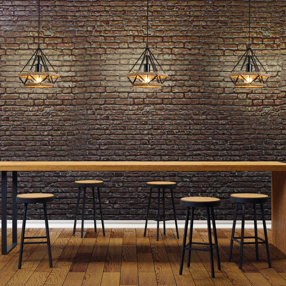 Manila Hemp Rope Diamond Pendant Light Black E27 159-18123 in play